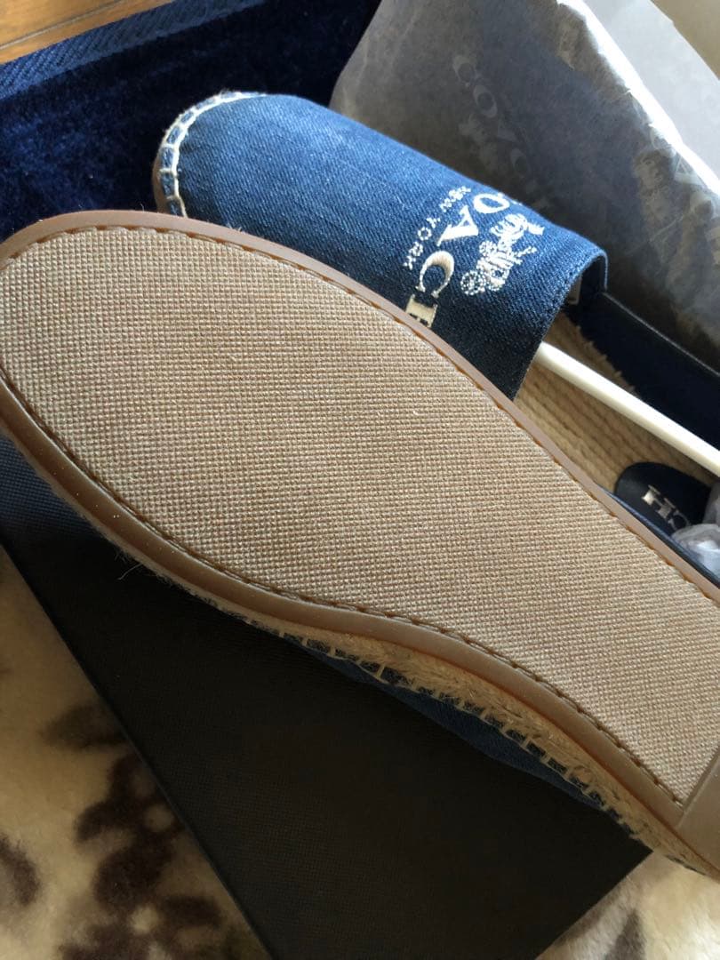 新品　coach デニム　エスパドリーユ　フラットシューズ　サイズ38