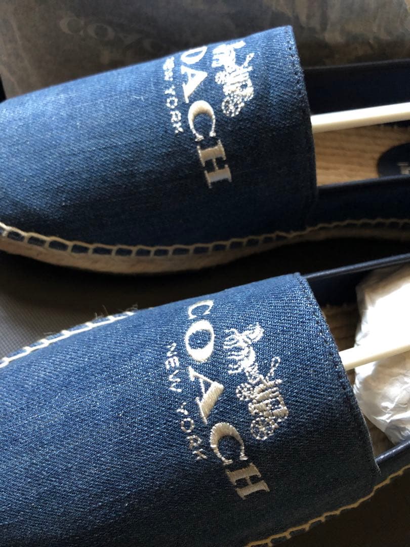 新品　coach デニム　エスパドリーユ　フラットシューズ　サイズ38