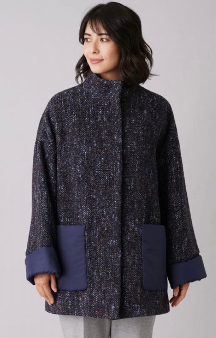 【美品】レリアン Leilian ツイード切替ショートコート