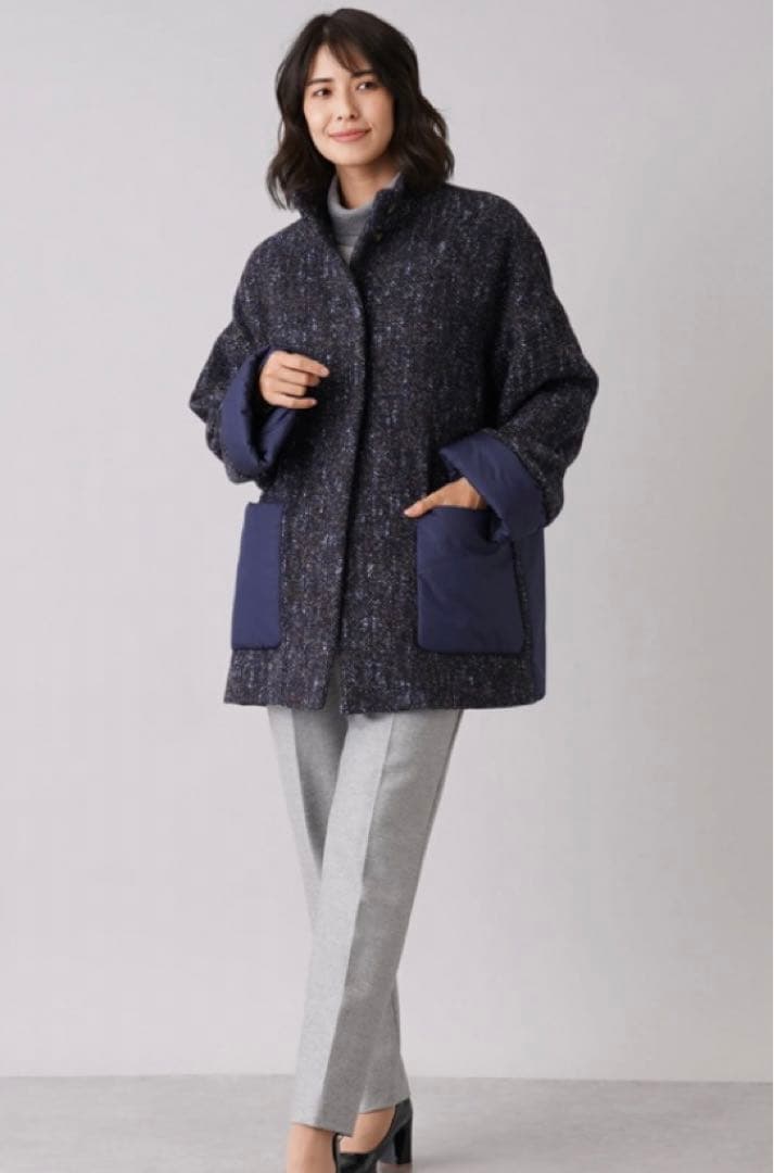 【美品】レリアン Leilian ツイード切替ショートコート