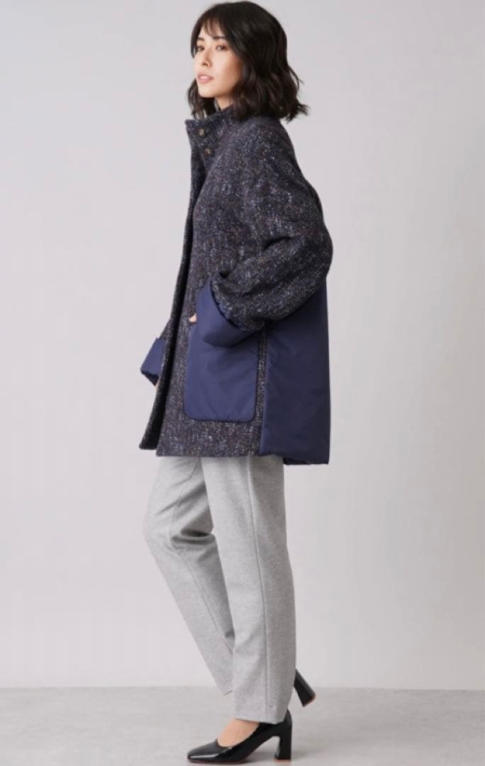 【美品】レリアン Leilian ツイード切替ショートコート