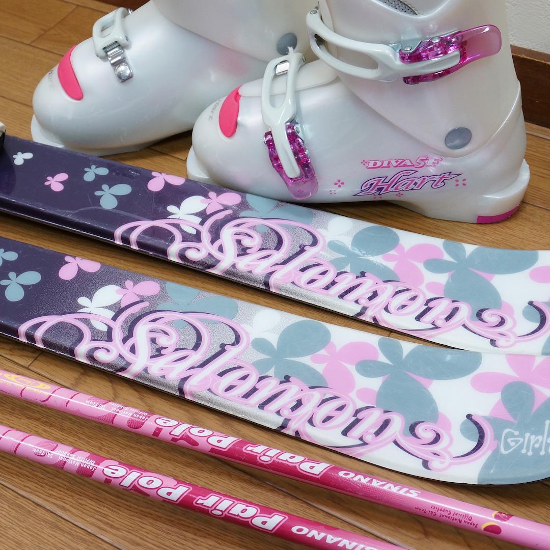 メンテ済 120cm 靴21cm SALOMON カービングスキーセット