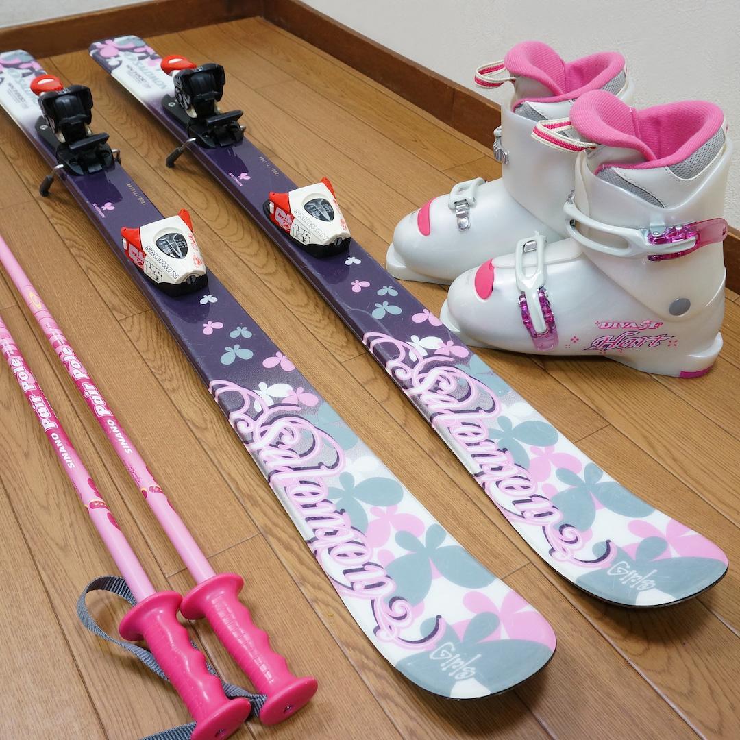 メンテ済 120cm 靴21cm SALOMON カービングスキーセット