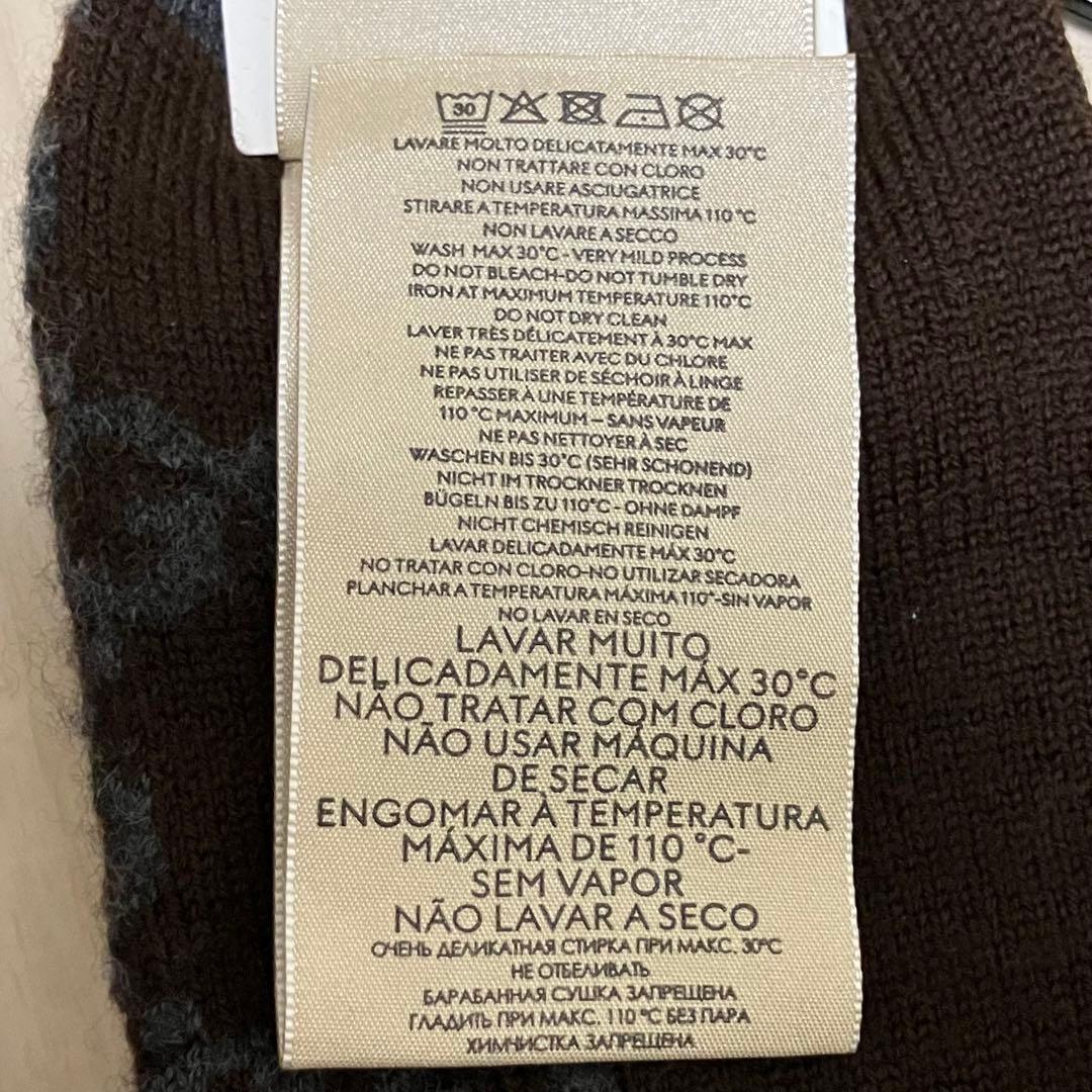 【未使用】GUCCI ウール ソックス 靴下 ボーダー GG柄 ブラウン M