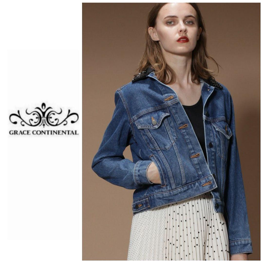 新品✨グレースコンチネンタル✨ビジュー付きデニムジャケット✨38サイズ