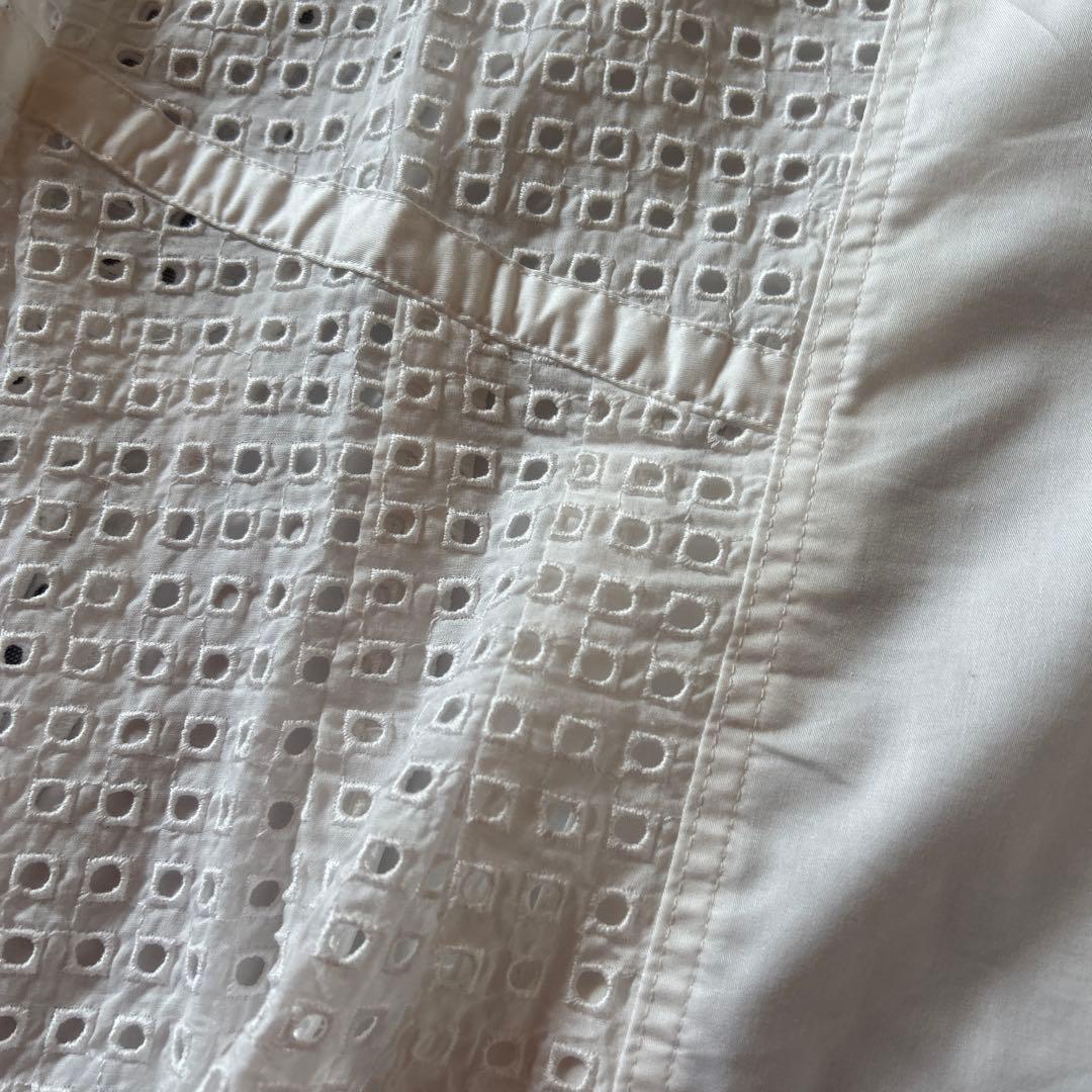 一度着用・ヒロコビス　HIROKO BIS 半袖ワンピース　白　13 ホワイト