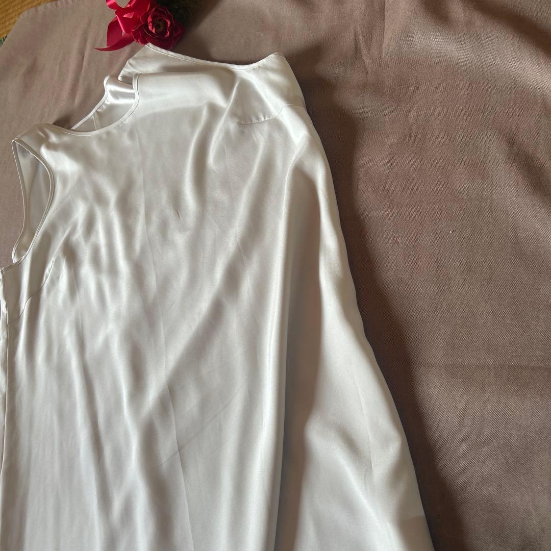 一度着用・ヒロコビス　HIROKO BIS 半袖ワンピース　白　13 ホワイト