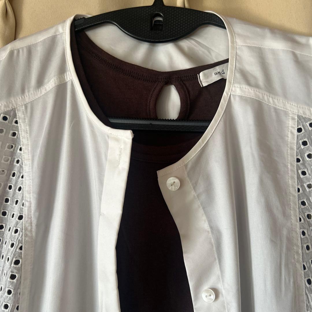 一度着用・ヒロコビス　HIROKO BIS 半袖ワンピース　白　13 ホワイト