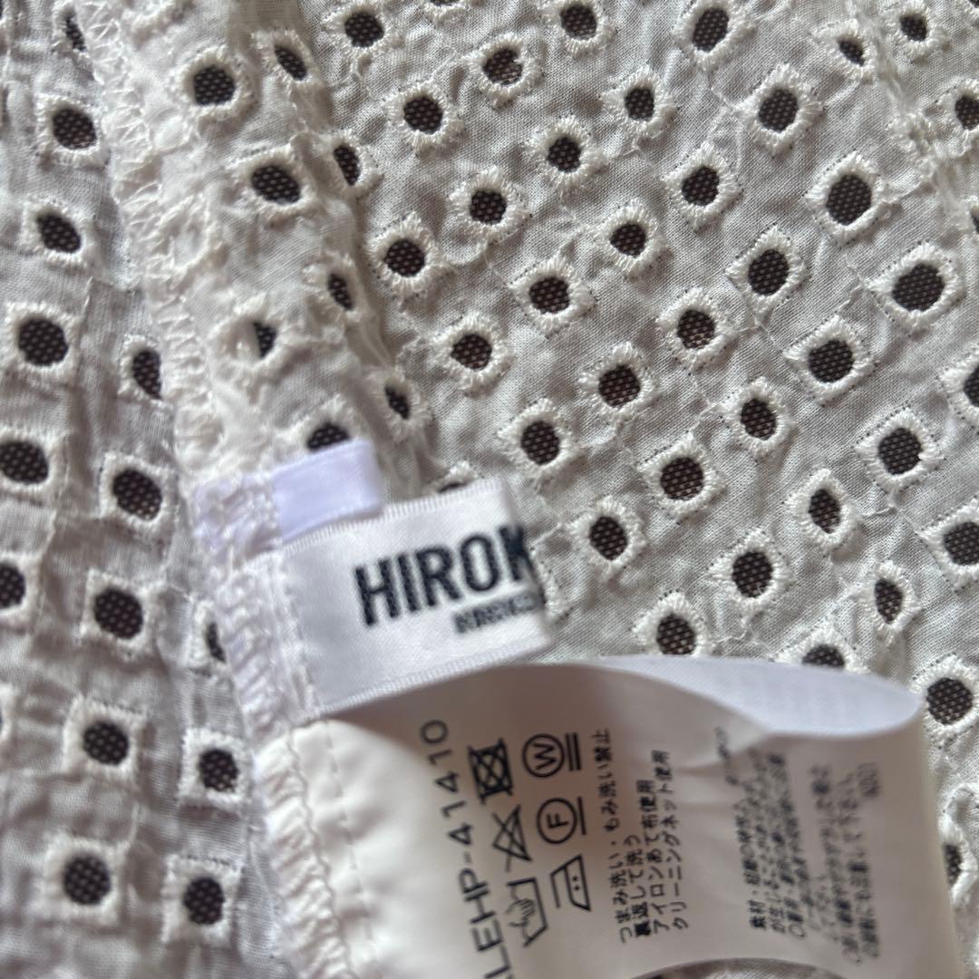 一度着用・ヒロコビス　HIROKO BIS 半袖ワンピース　白　13 ホワイト