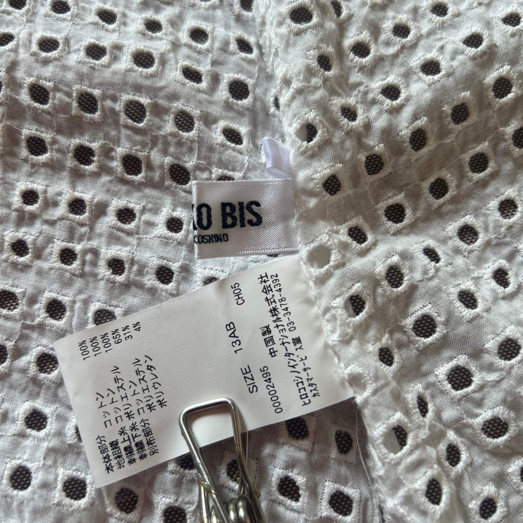 一度着用・ヒロコビス　HIROKO BIS 半袖ワンピース　白　13 ホワイト