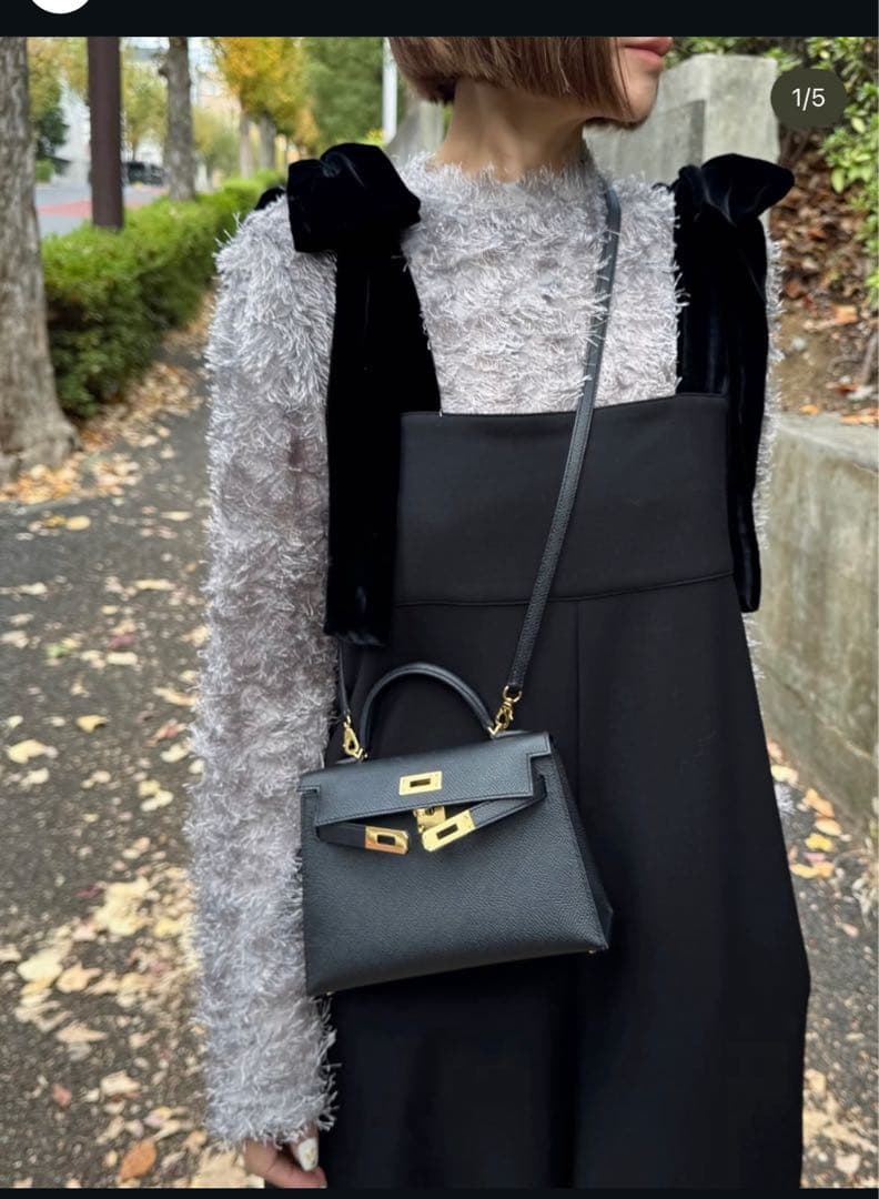 cygne リボンショルダーオールインワン Stelle ブラック　サイズ0