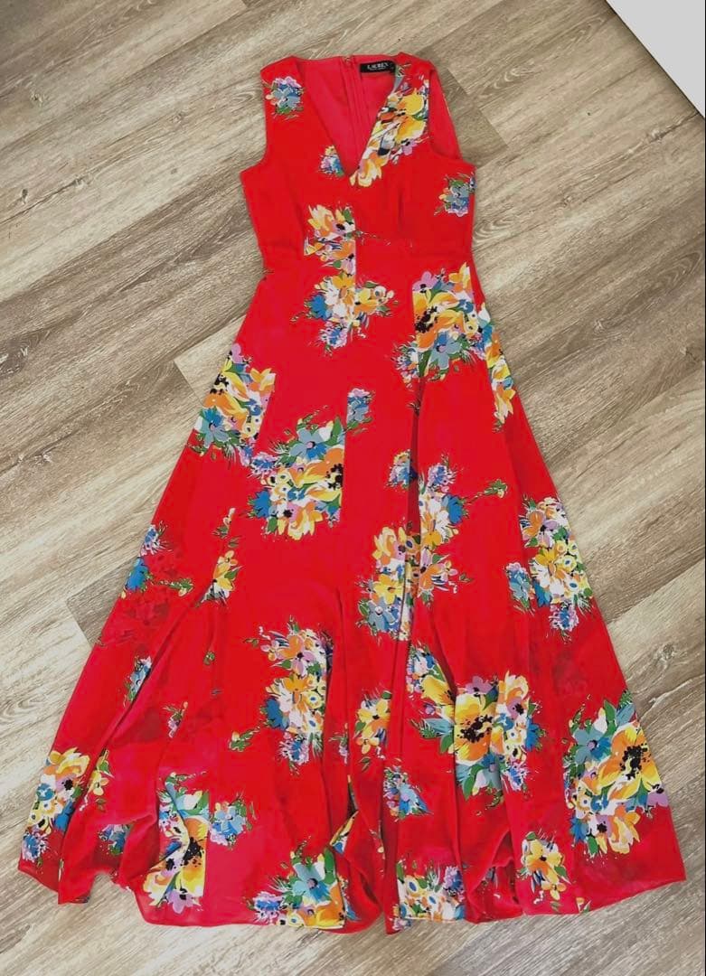 ローレン　ラルフローレン　花柄　ロングワンピース　小さめサイズ　米国購入　新品
