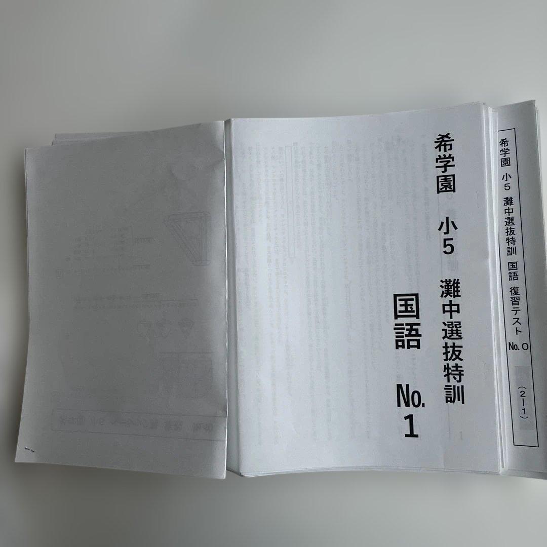 希学園 小5 灘中選抜特訓 国語 テスト テキスト
