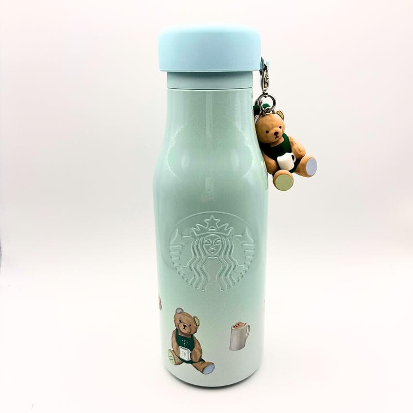 スタバ＆ジェラートピケ コラボ ベアチャーム付き　ステンレスボトル ミント