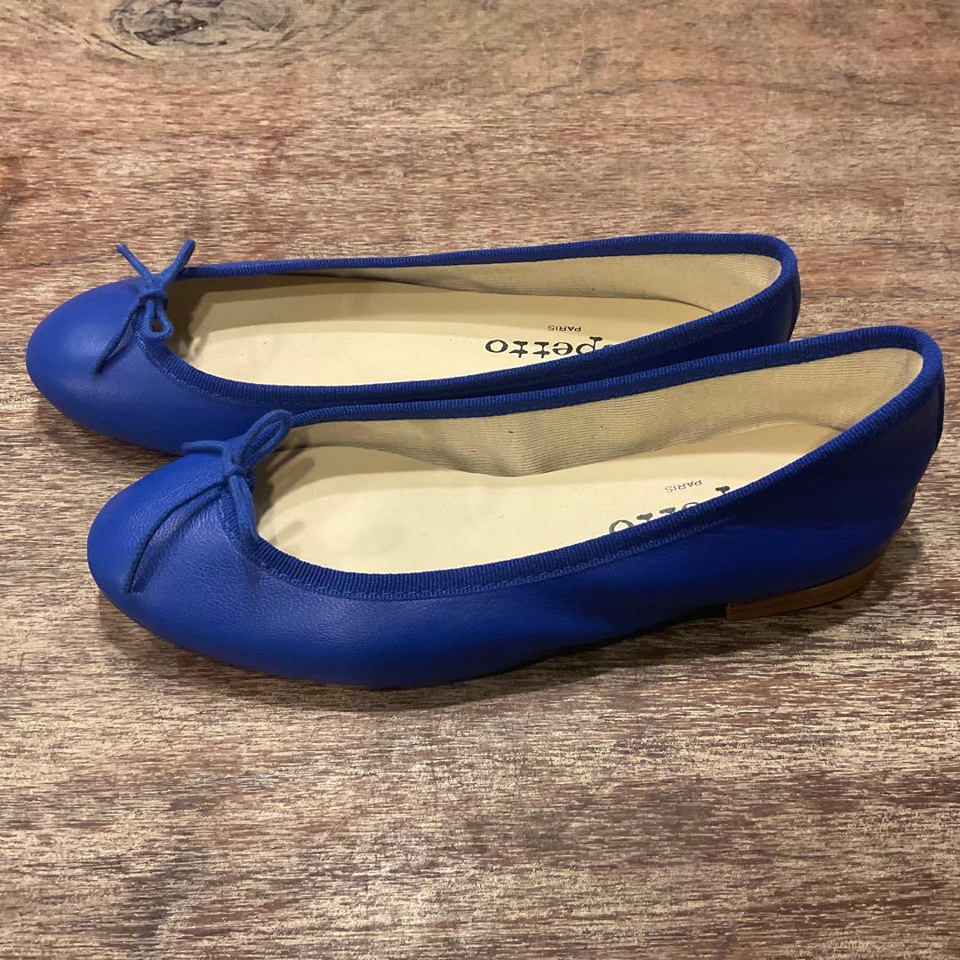 極美品！レペット バレエシューズ リボン ペタ靴 フラットシューズ 35 青
