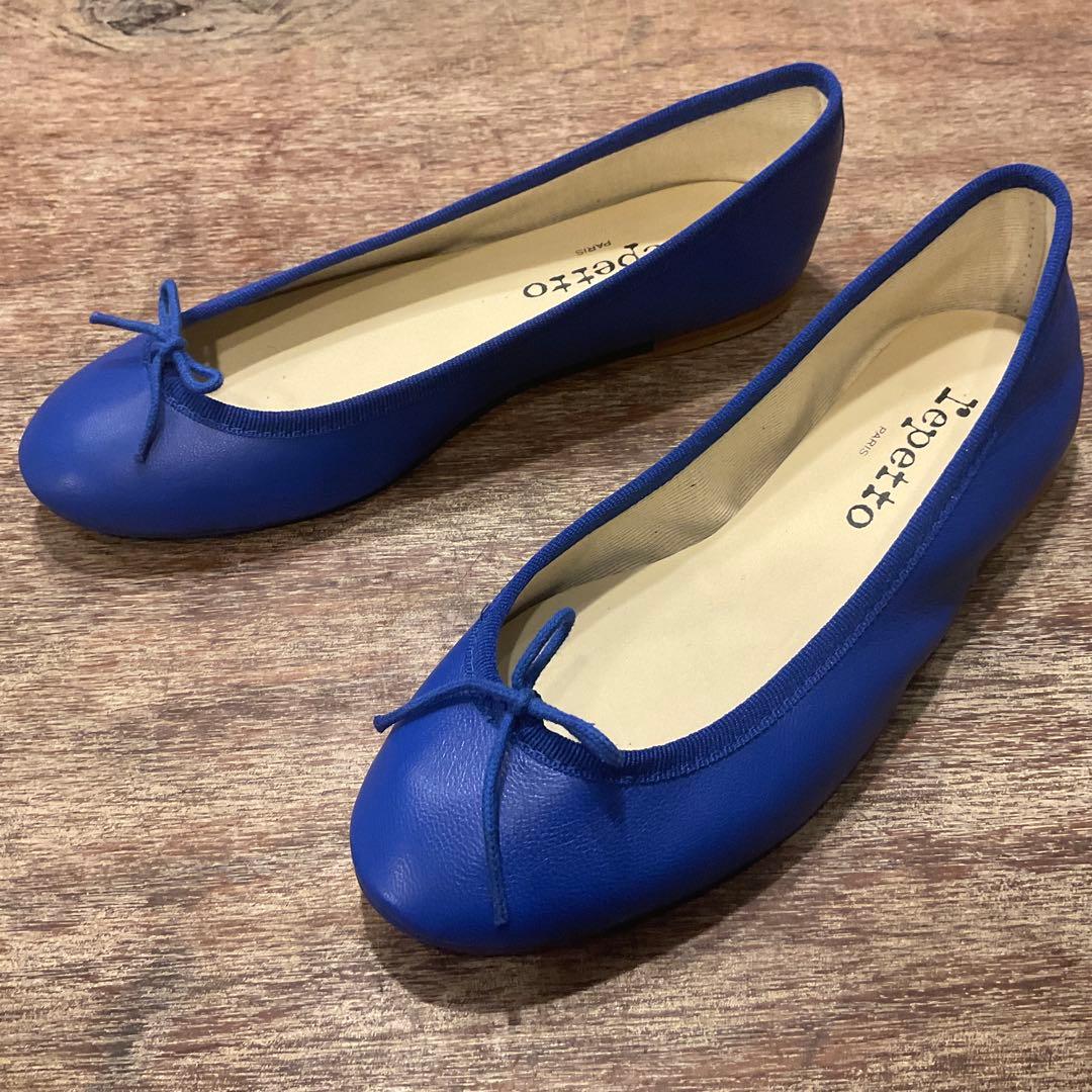 極美品！レペット バレエシューズ リボン ペタ靴 フラットシューズ 35 青