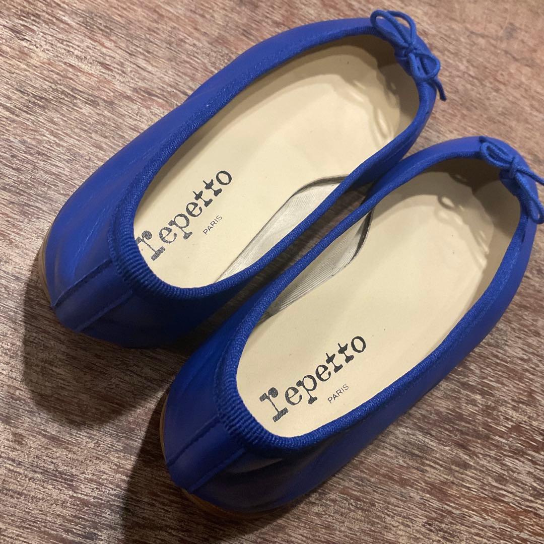 極美品！レペット バレエシューズ リボン ペタ靴 フラットシューズ 35 青