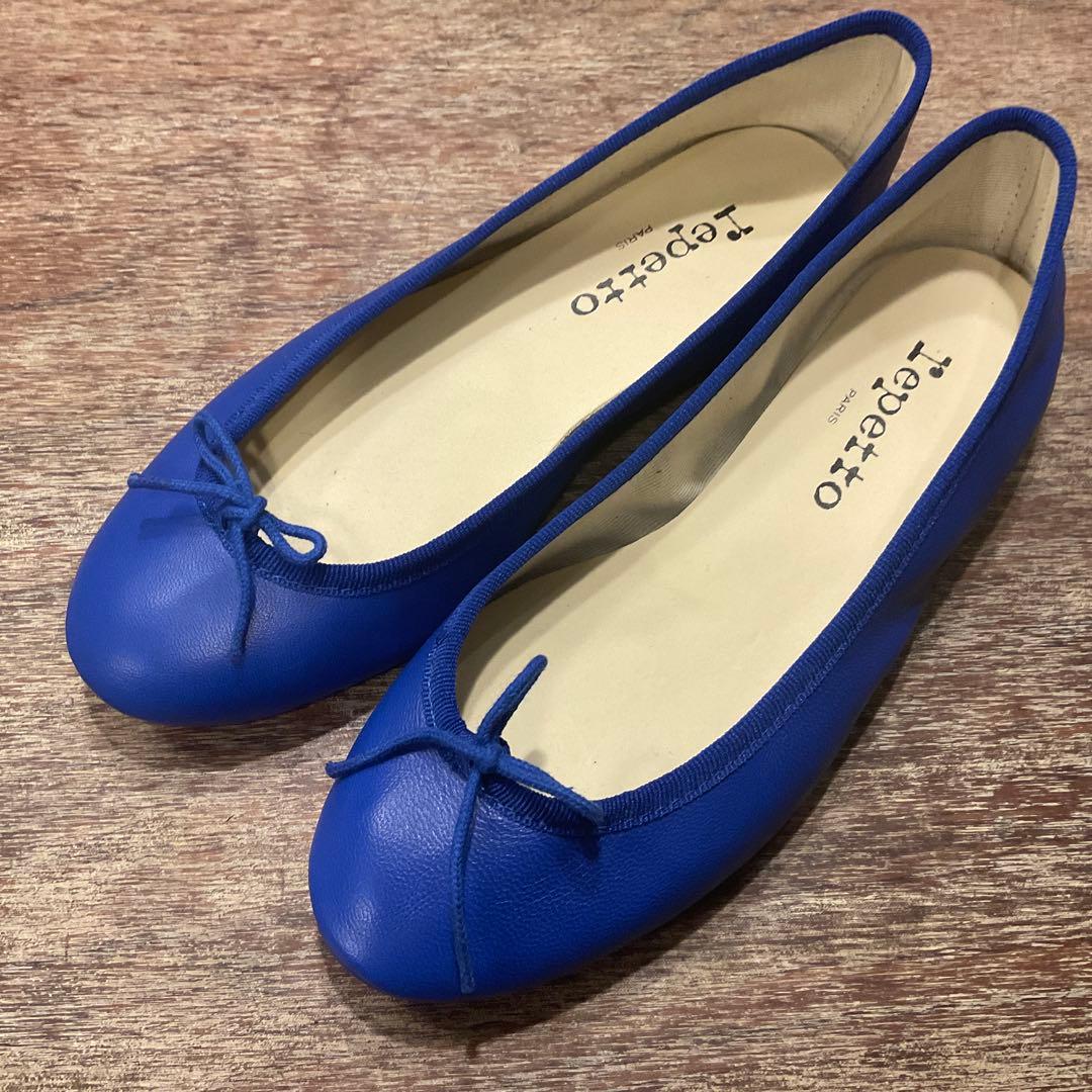 極美品！レペット バレエシューズ リボン ペタ靴 フラットシューズ 35 青