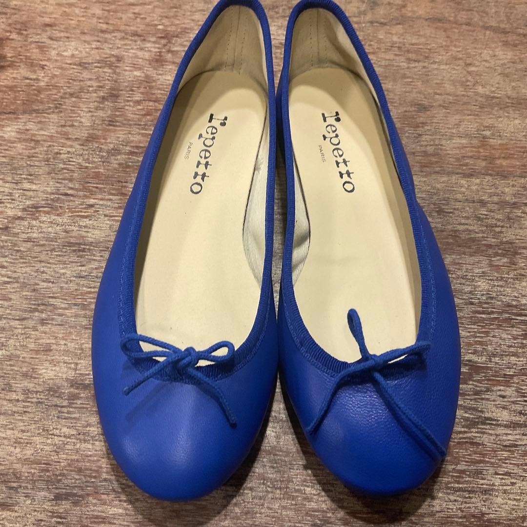 極美品！レペット バレエシューズ リボン ペタ靴 フラットシューズ 35 青
