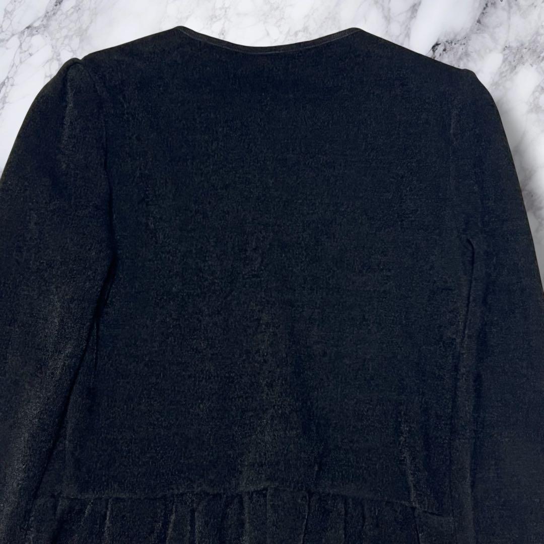 未使用級✨ルネ パール ジップ ノーカラー フリル ジャケット ブラック ニット