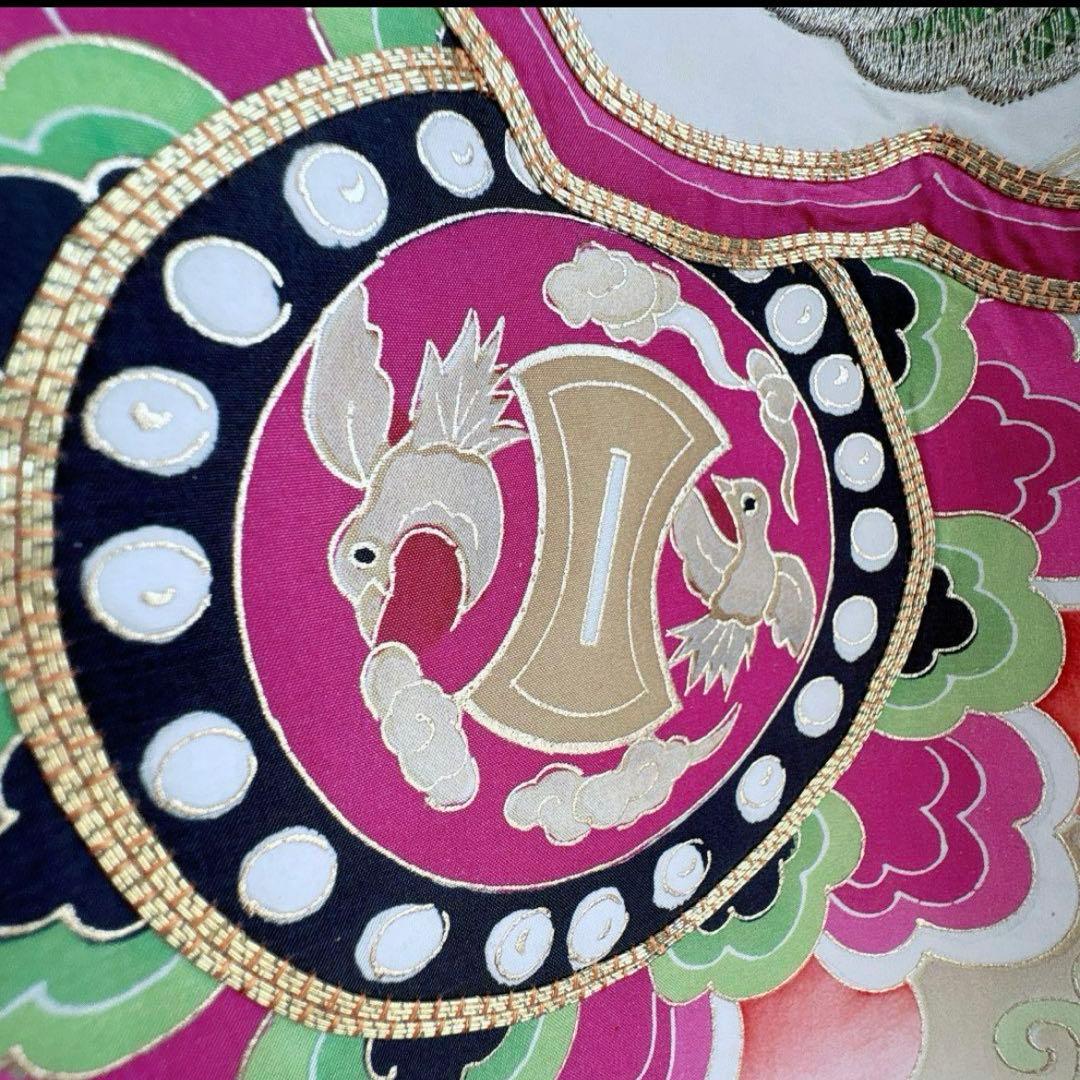 美品　豪華刺繍　お宮参り　産着　祝着　0歳　男の子　黒　龍　長襦袢なし　735