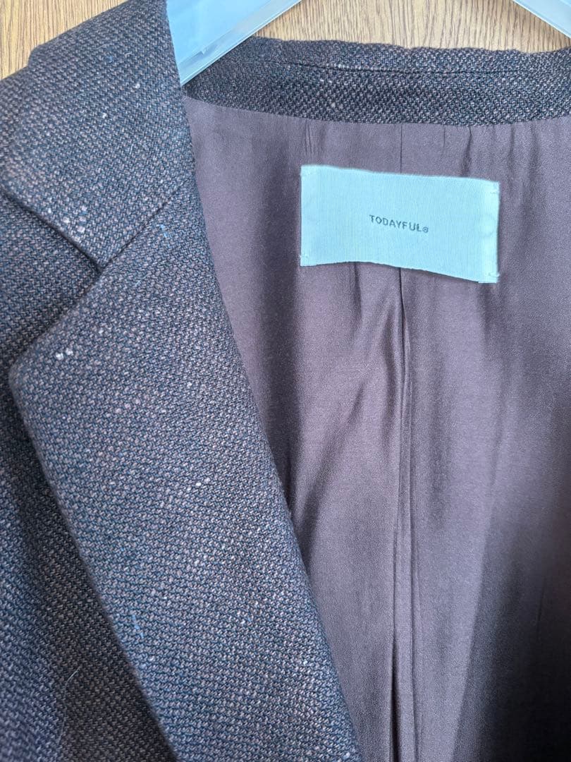 todayfulボーイフレンドリネンジャケット(ブラウン38).美品