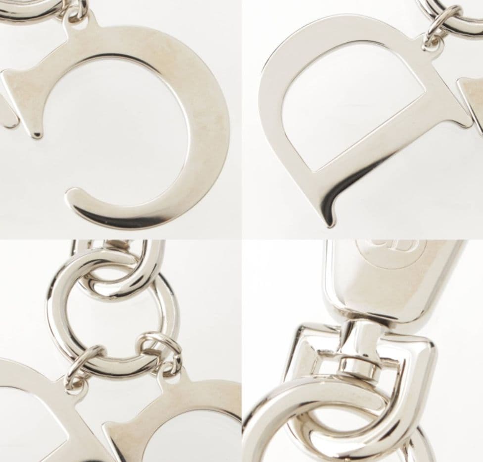 【巾着袋付き】クリスチャンディオール ロゴ キーホルダ　シルバー