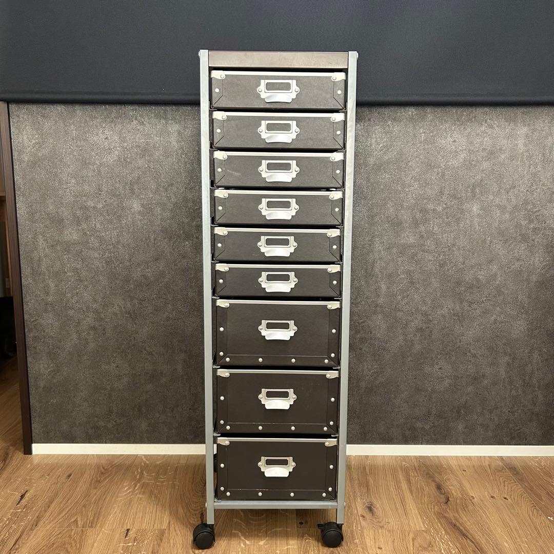 硬質パルプ 9段 キャスター付き 書類ケース レターケース スチール多段チェスト