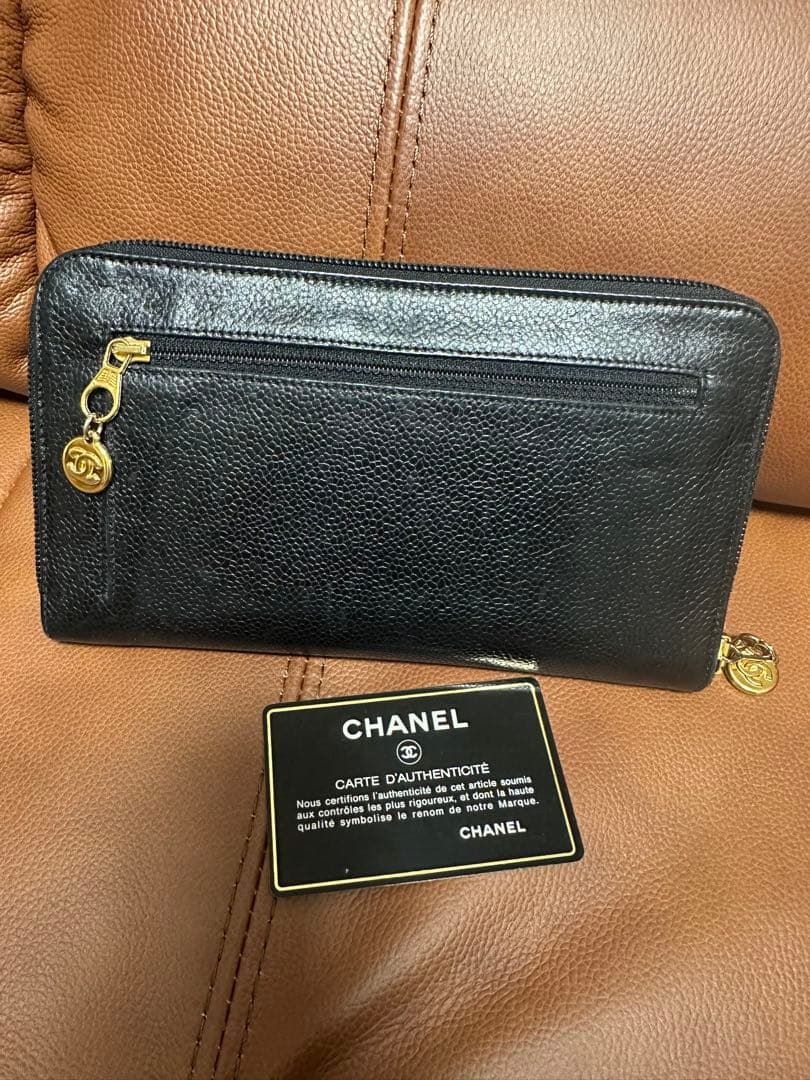 CHANEL 長財布　キャビアスキン　ブラック