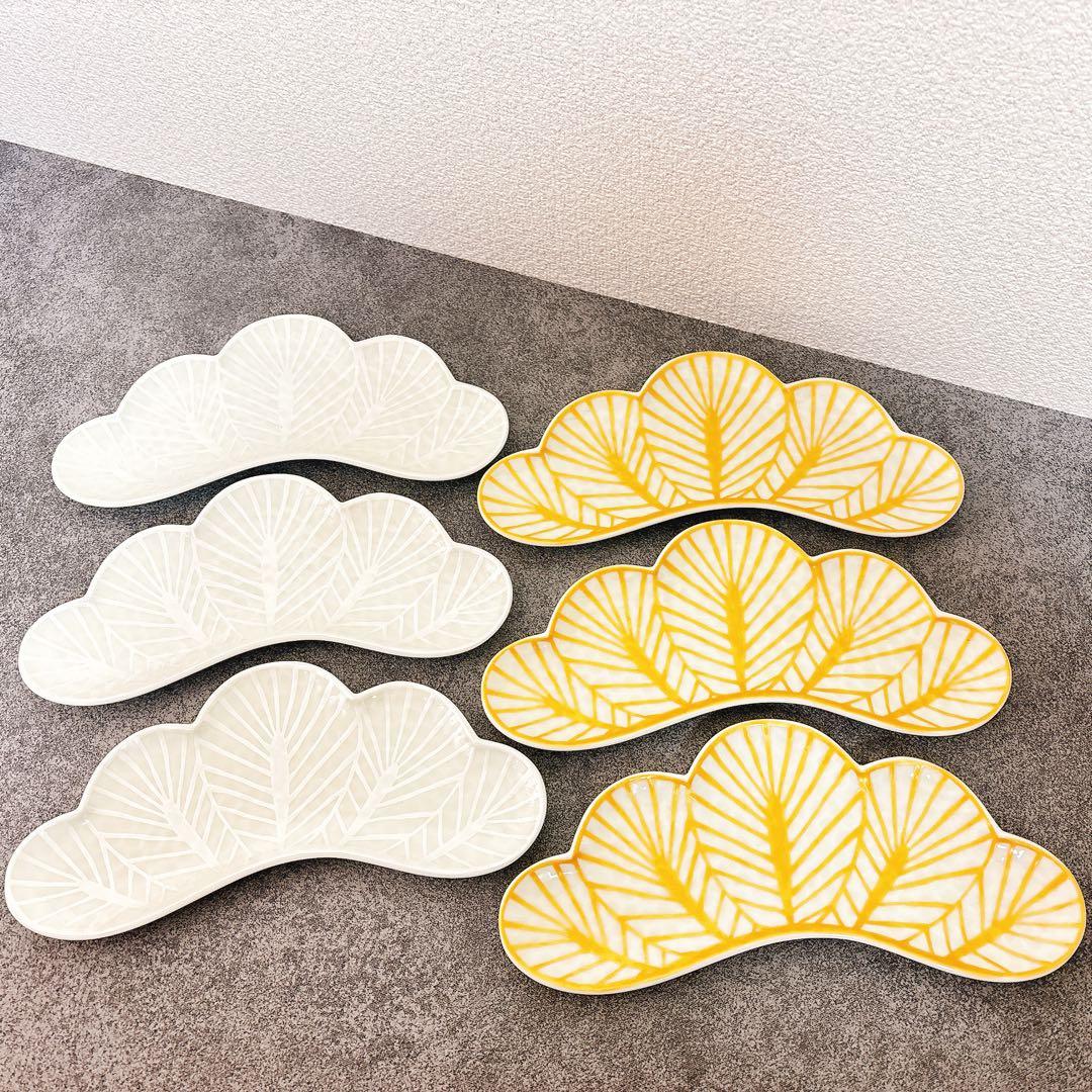 マロンケーキリピ様価格　幸楽窯　松葉形前菜皿　白金　白銀　6点セット