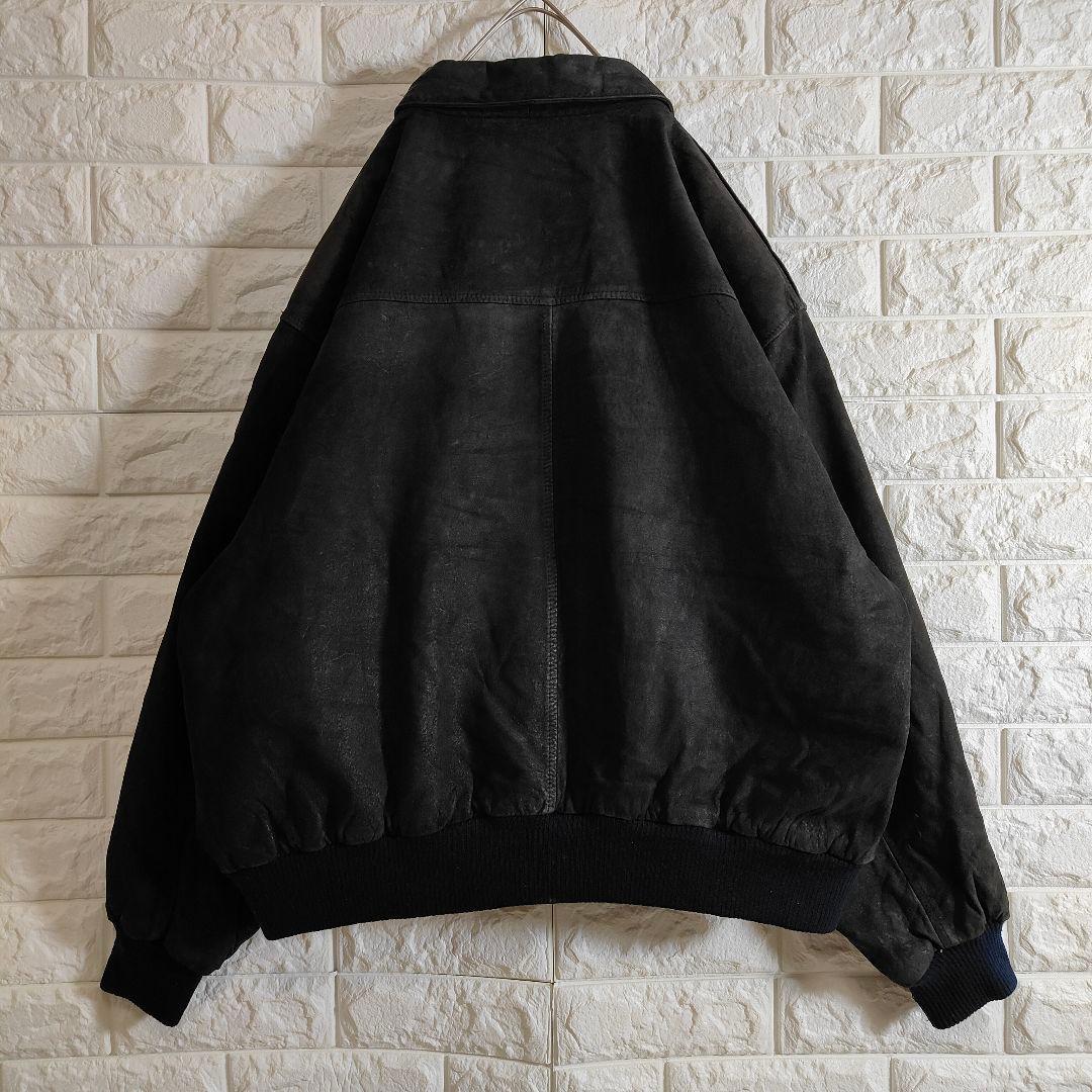 地図柄 裏地 A2 本革 フライトレザージャケット つや消し ブラック 2XL