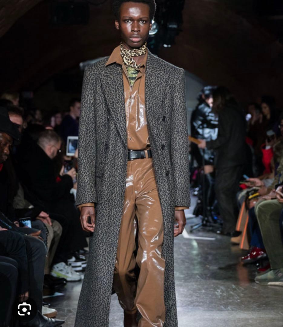 太*郎様 サリバン　レオパードフランネルダブルブレステッドコート