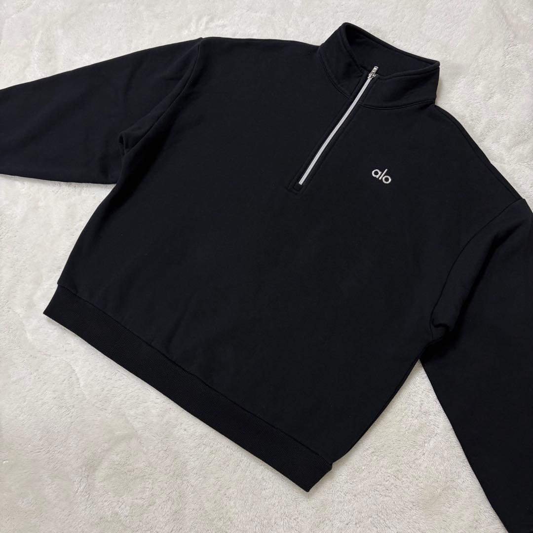ALO Yoga ハーフジップ Mサイズ　スウェット　トレーナー　黒