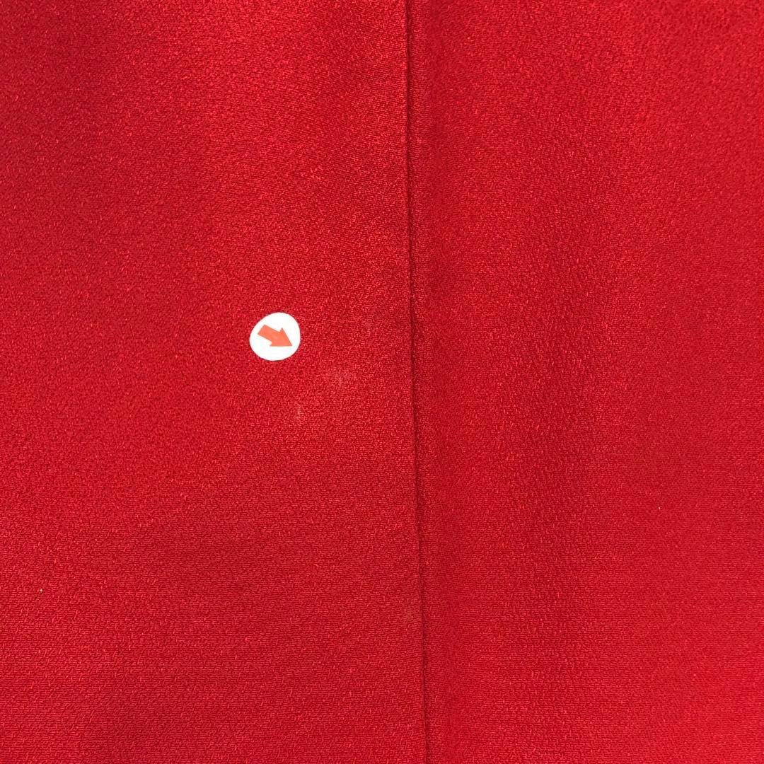 振袖 美しい花柄模様 波模様 金彩 赤色 トールサイズ 縮緬 KK-1869