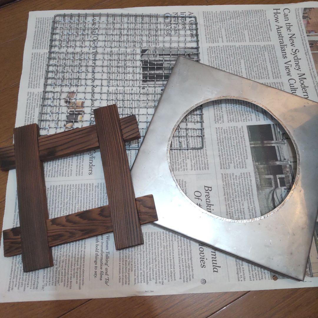 ③④新品未使用 飛騨こんろ 7号 陶器製 四角形 七輪 網 木製敷き付