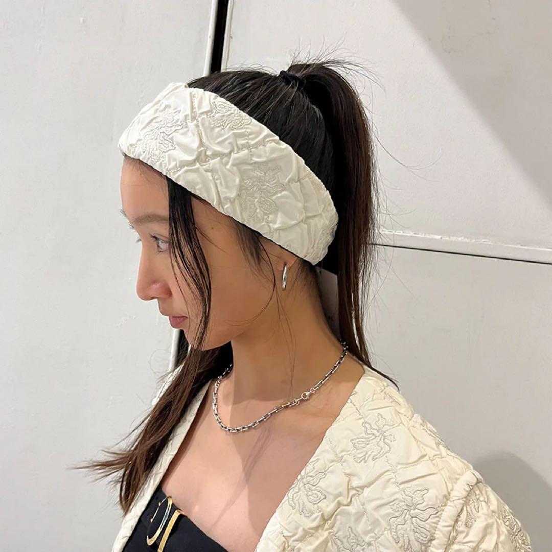 ヘアアクセサリー Dahlia shrinking embroidery headband