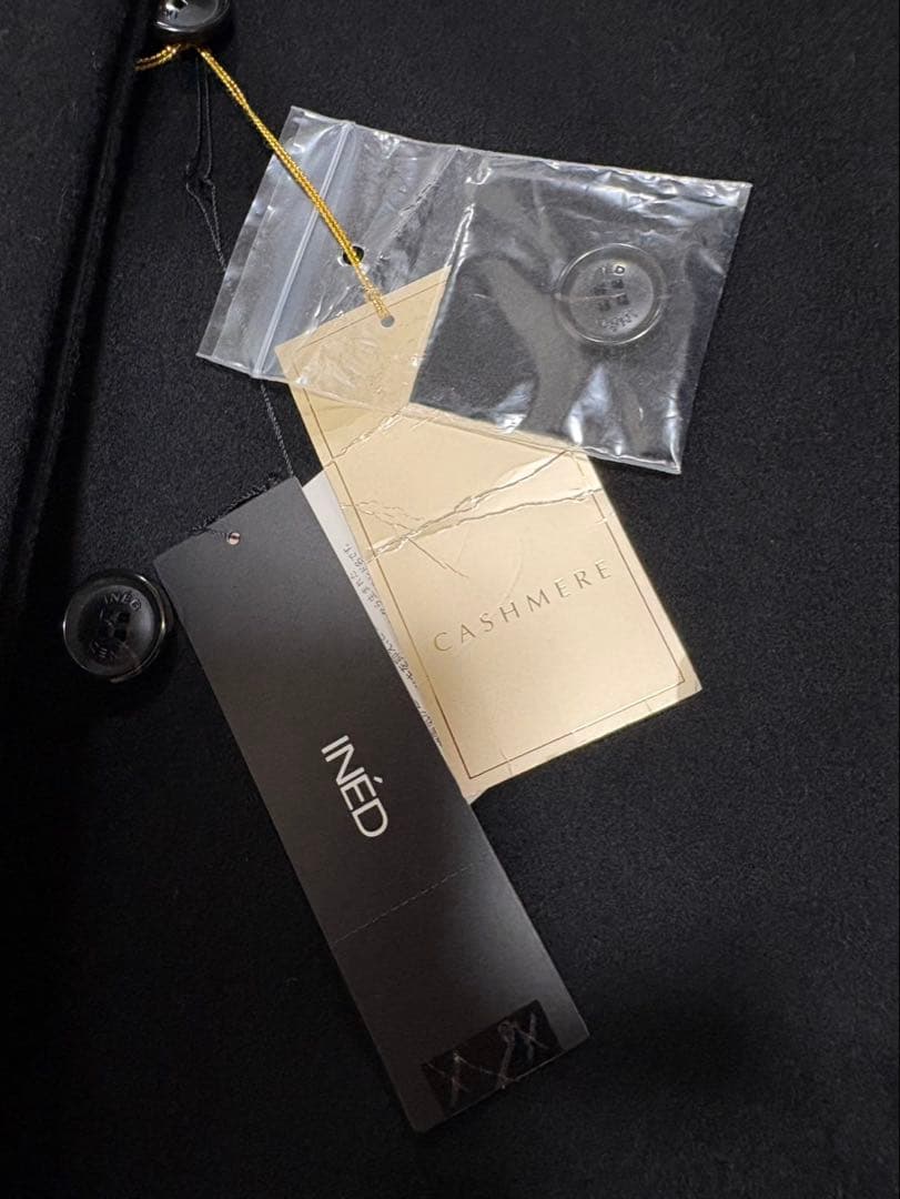 新品未使用タグ付 INED カシミヤ100% ロングコート ブラック 9号