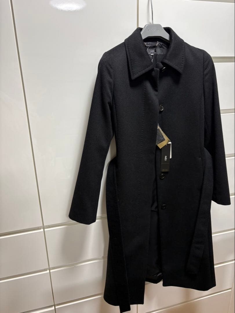 新品未使用タグ付 INED カシミヤ100% ロングコート ブラック 9号