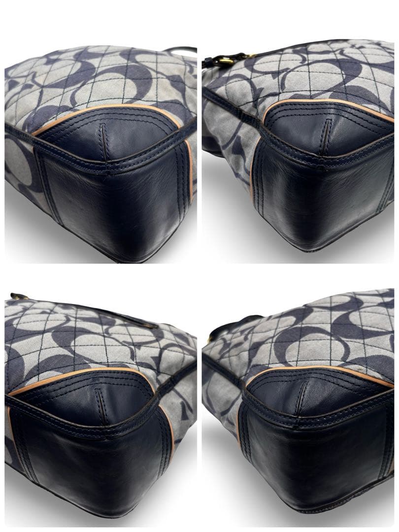 【良品】コーチ　トートバッグ　シグネチャー　キルティング　肩掛け　チャームレザー