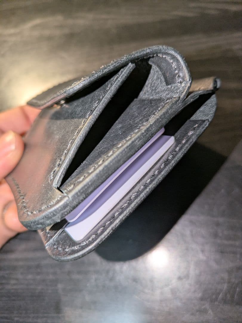 イタリアンレザー マネークリップ式 コンパクトウォレット 総手縫い 革財布 6