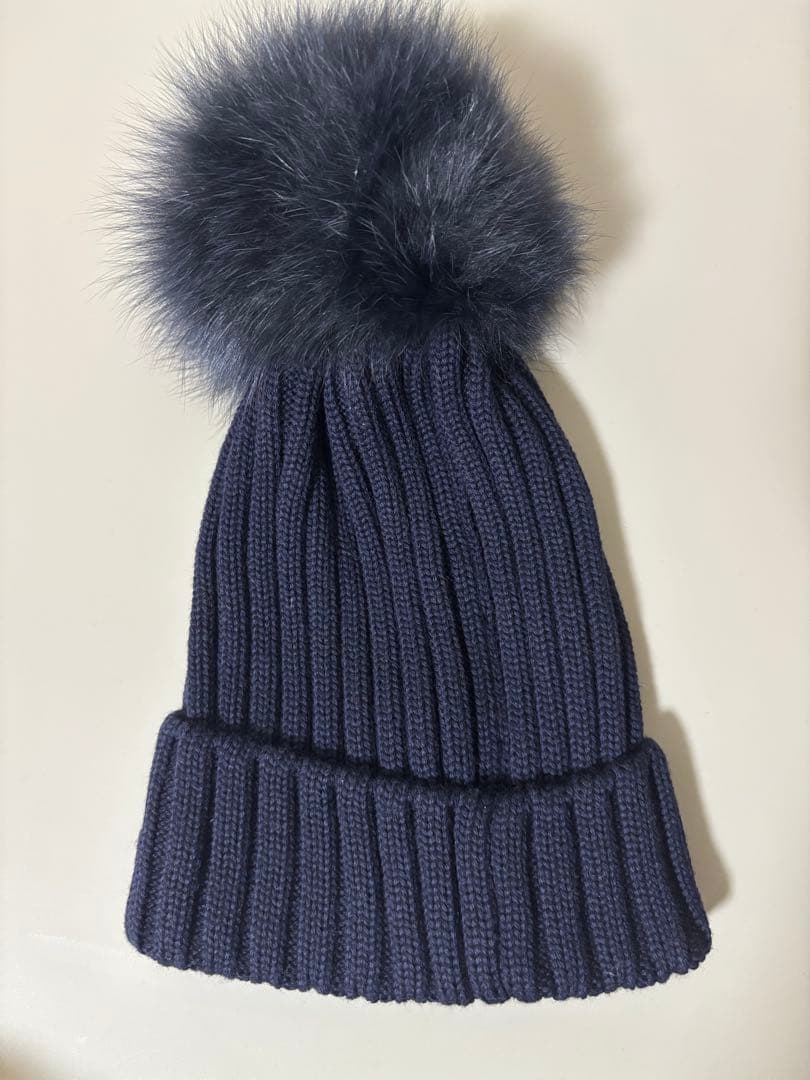 最終値下げ　MONCLER ネイビー ニット帽 ポンポン　新品未使用