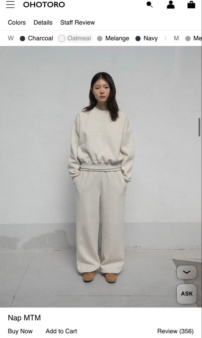 【OHTORO】Nap MTM、jogger pantsセット オートミール S