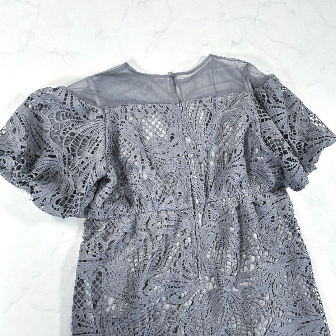 【大きいサイズ 3L】　カラルス　ケミカルレース　ボリューム袖　ワンピースドレス