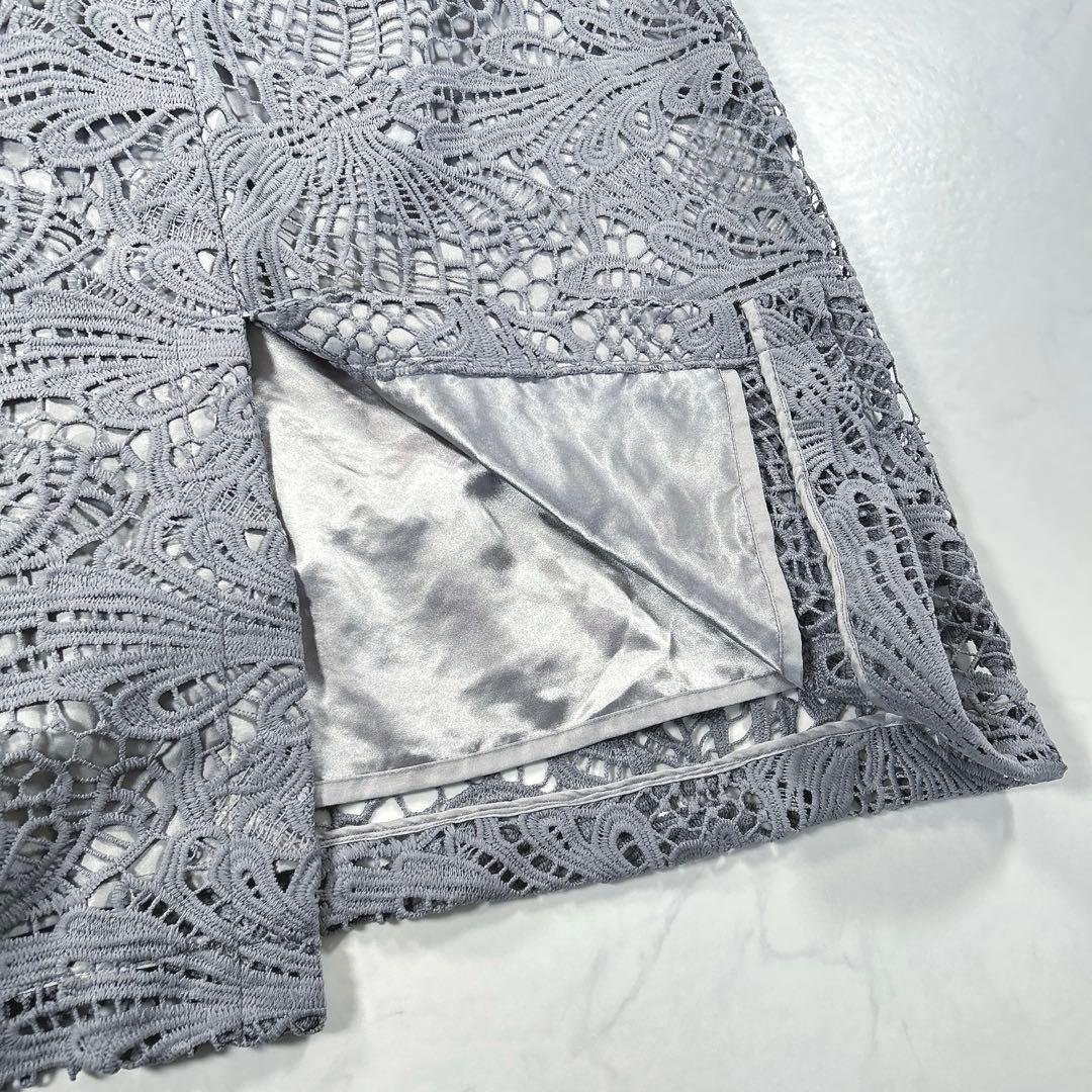 【大きいサイズ 3L】　カラルス　ケミカルレース　ボリューム袖　ワンピースドレス