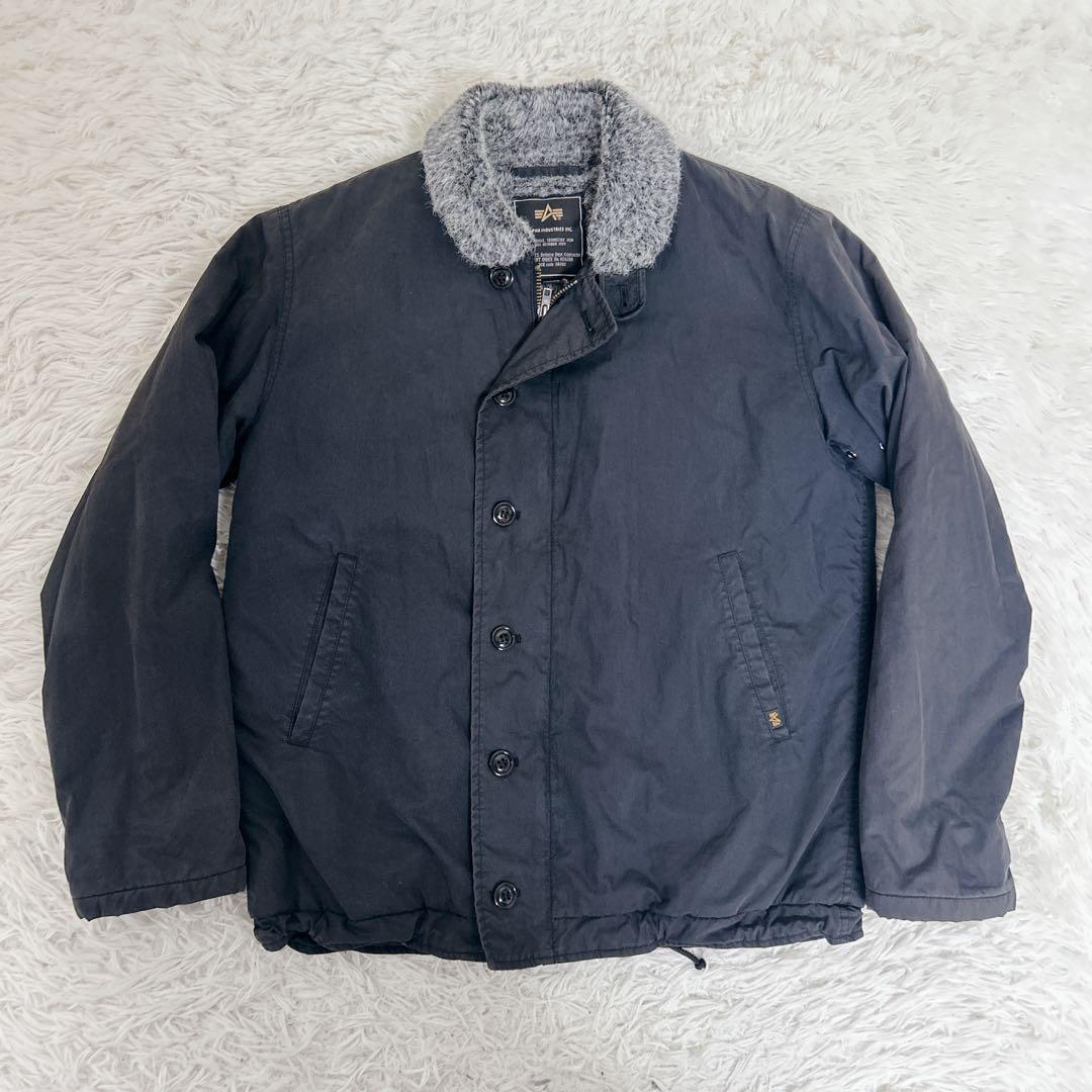 【美品】希少デザイン　アルファ N-1 Deck デッキ ジャケット 黒 L