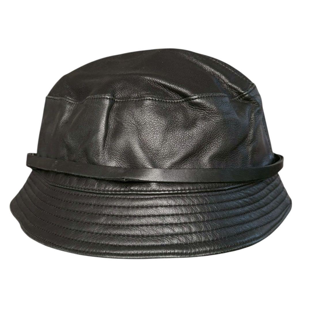 グッチ GUCCI レザー ハット バケットハット バケツハット 帽子 ブラック