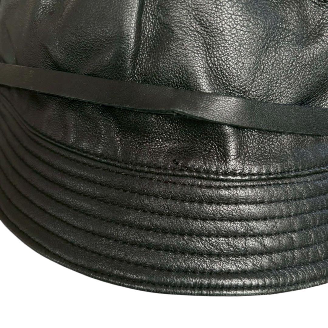 グッチ GUCCI レザー ハット バケットハット バケツハット 帽子 ブラック