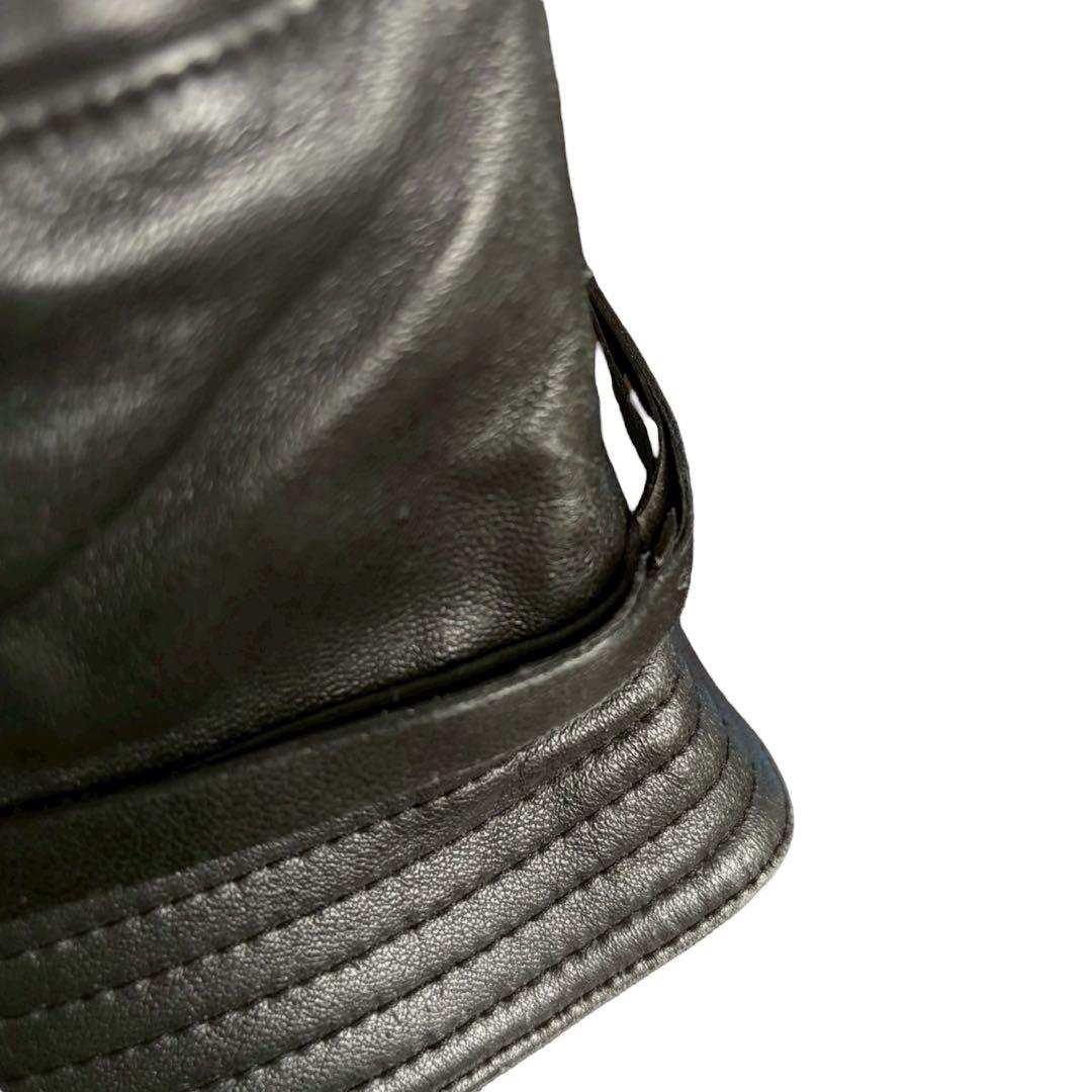 グッチ GUCCI レザー ハット バケットハット バケツハット 帽子 ブラック