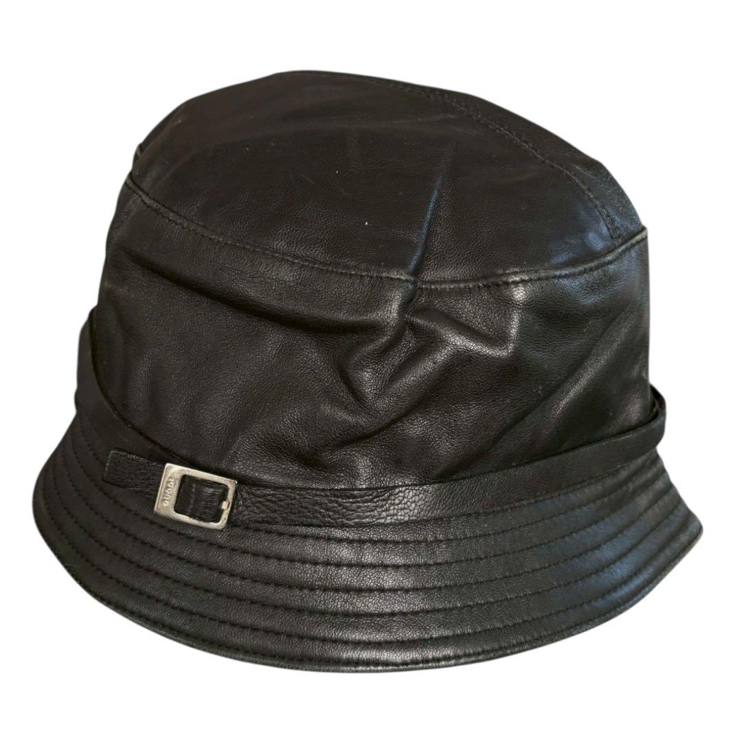 グッチ GUCCI レザー ハット バケットハット バケツハット 帽子 ブラック