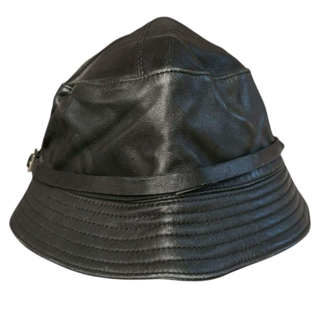 グッチ GUCCI レザー ハット バケットハット バケツハット 帽子 ブラック